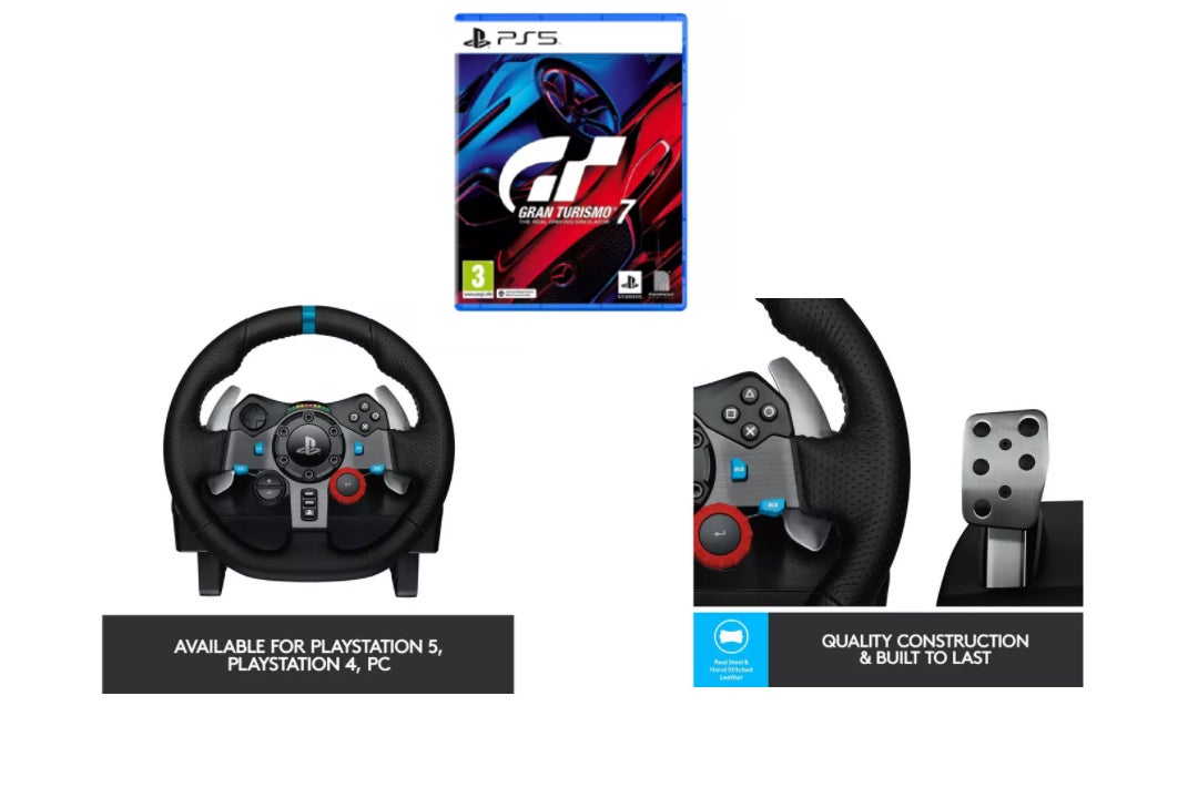 Get Gran Turismo 7 with a Logitech Wheel and Pedals for £265